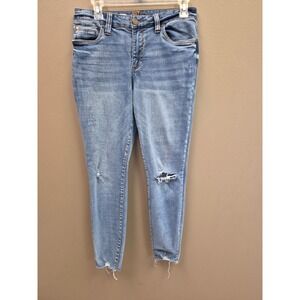 Womens 10 KUT From The Kloth Carlo Ankle Skinny Jeans Light Distressed Raw Hem